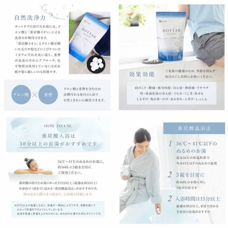ホットタブ 重炭酸入浴剤 リカバリー 90錠 HA21H01090 薬用 HOT TAB