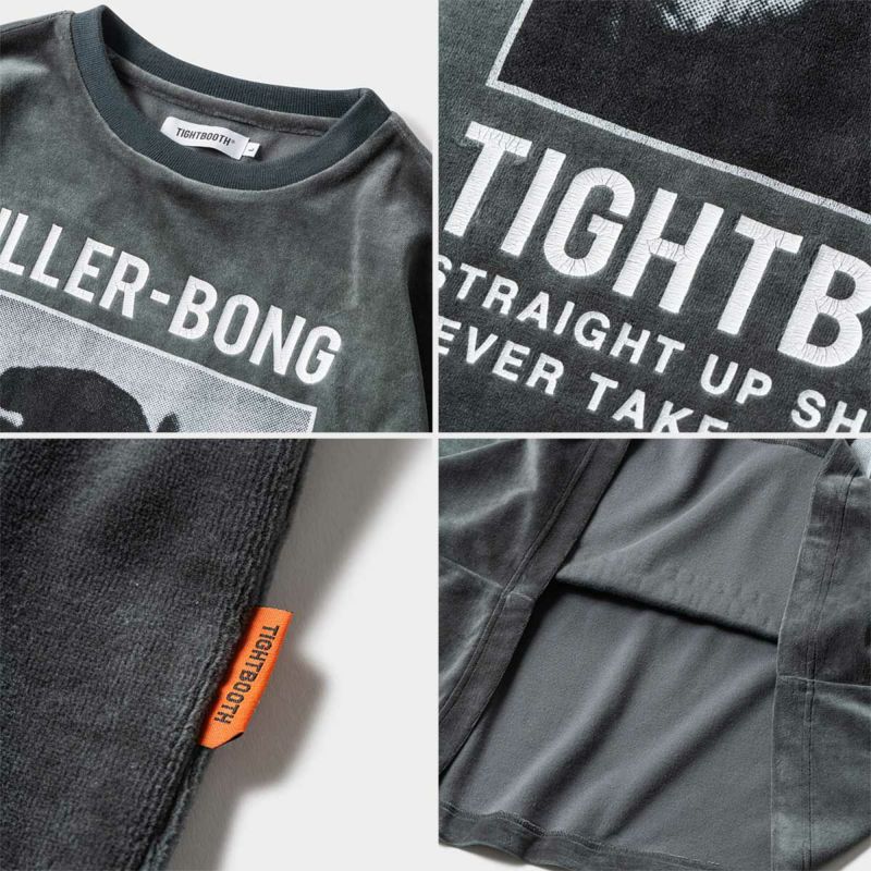 タイトブースTIGHTBOOTHスケボースケートボードウェア長袖TシャツロンTハンドサインベロアロングスリーブFW23-TBKB10メンズ男性23FA秋冬