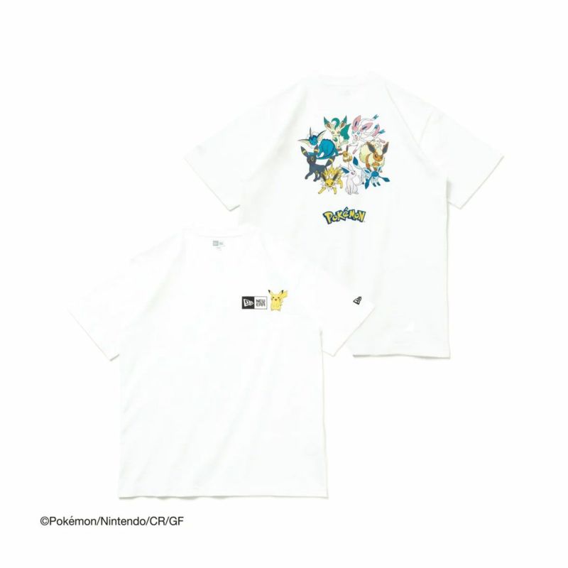 ニューエラNEWERAアウトドアカジュアルウェア半袖TシャツPok?monポケモンピカチュウイーブイフレンズホワイトレギュラーフィット14124671メンズレディースユニセックス24SP春夏