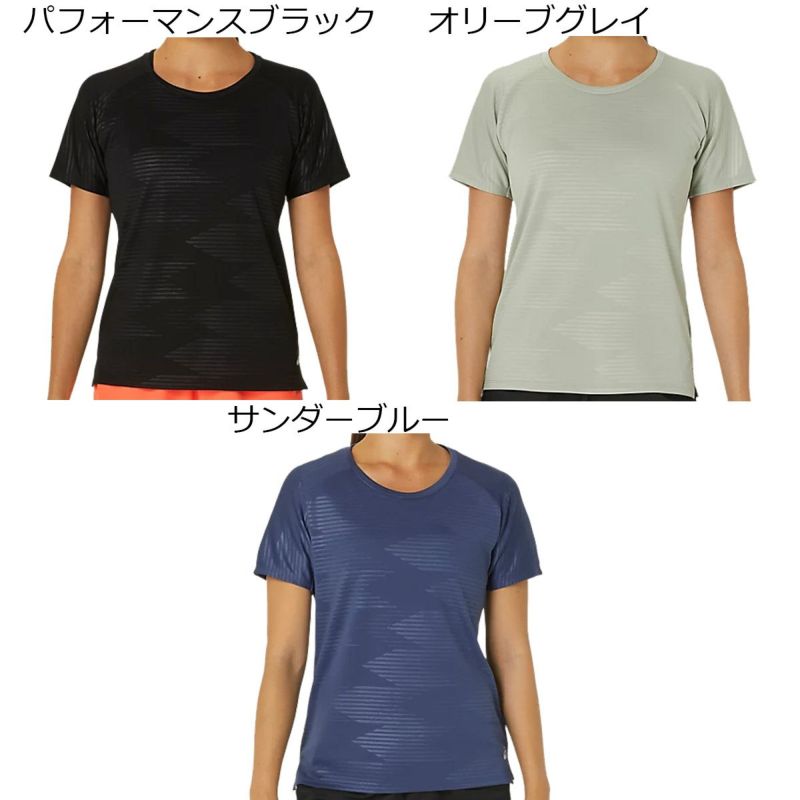 アシックスASICSランニングウェア半袖Tシャツウィメンズグラフィックエンボスショートスリーブトップ2012D002レディース女性24SP春夏