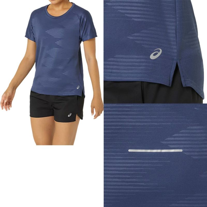 アシックスASICSランニングウェア半袖Tシャツウィメンズグラフィックエンボスショートスリーブトップ2012D002レディース女性24SP春夏