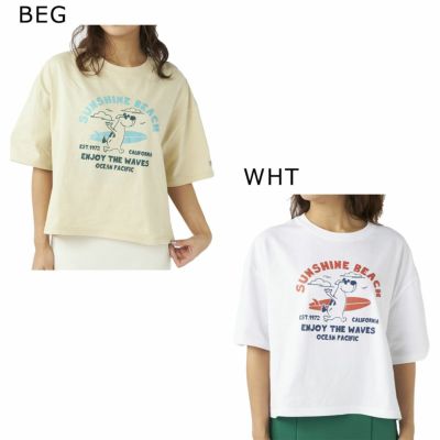 オーシャンパシフィックOPOceanPacificサーフィンサーフウェア半袖TシャツかすれプリントT524-500レディース女性24SP春夏