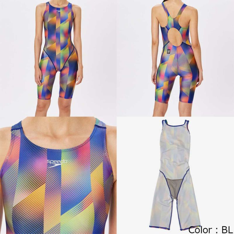 スピードSPEEDOスイムフィットネス競泳水着フレックスシグマカイセミオープンバックニースキン3FLEXΣXSemiOpenbackKneeskinIIISCW12452F-BLレディース女性24FA秋冬