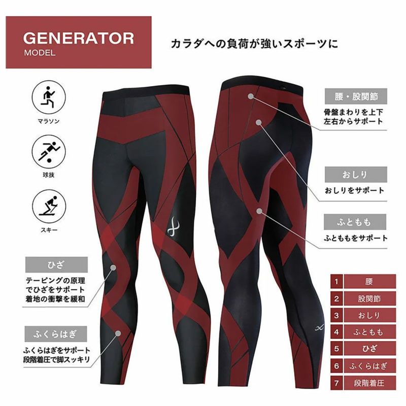 CW-Xランニングウェアボトムスロングパンツ長ズボンジェネレーターモデル2.0ロングGENERATORMODEL2.0LONGHZO699-GRメンズ男性24FA秋冬