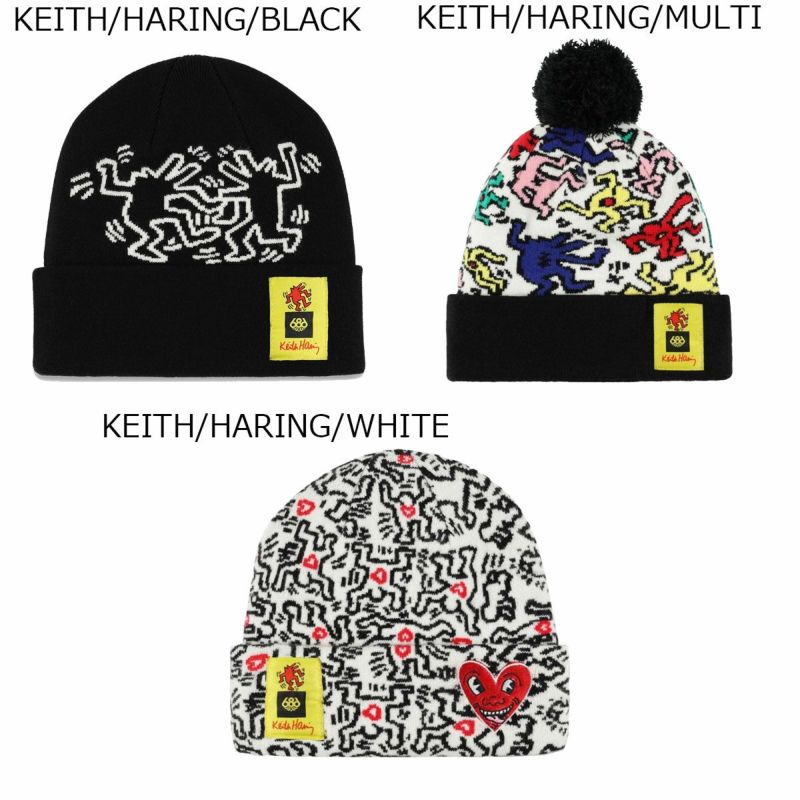 シックスエイトシックス686スノボースノボスノーボード帽子ニット帽ビーニーKEITHHARINGBEANIEM4WNBNE173メンズレディースユニセックス24-25