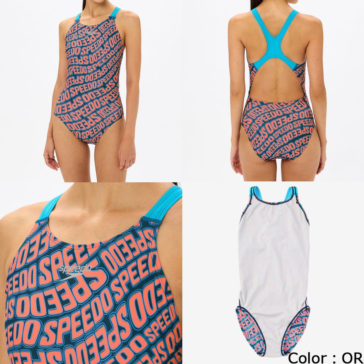 スピードSPEEDOスイムトレーニング競泳水着ウェーブロゴターンズスーツWaveLogoTurnSSuitSTW02506-ORレディース女性S1春夏