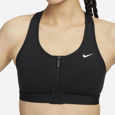 ナイキNIKEジムフィットネスヨガウェアスポーツブラスポブラブラトップスウッシュフロントジップミディアムサポートパッディドスポーツブラFN2732-010レディース女性25SP春夏
