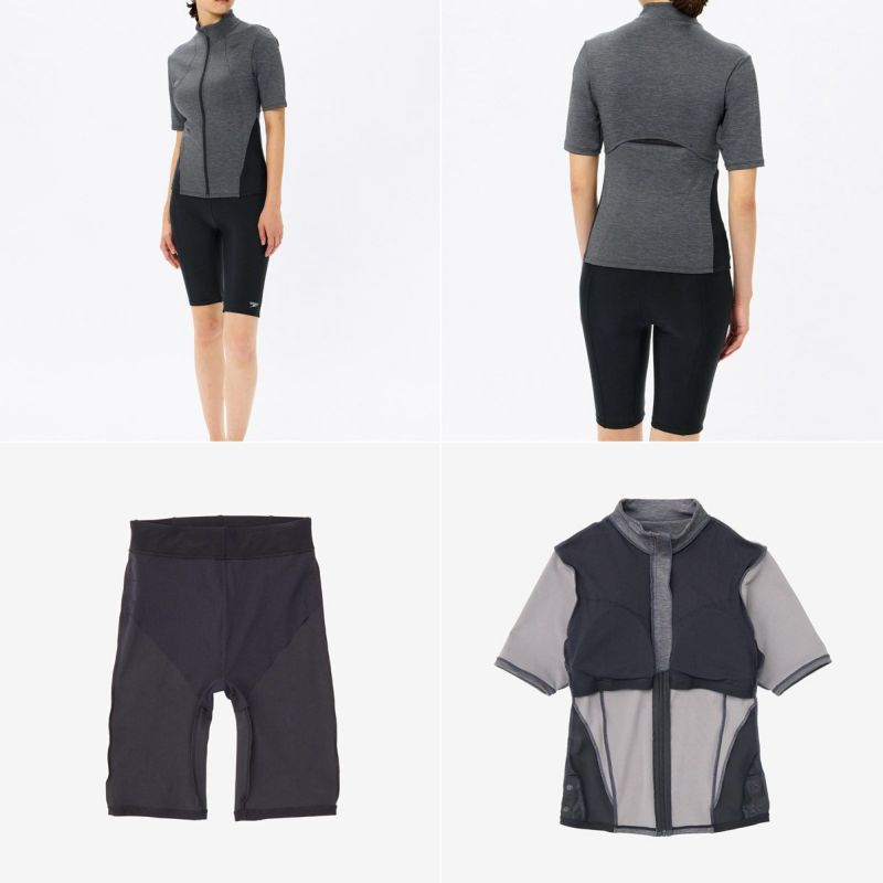 スピードSPEEDOスイムフィットネス水着ショートスリーブウェイビーセパShortSleeveWavySepaSFW32501-KXレディース女性25S1春夏