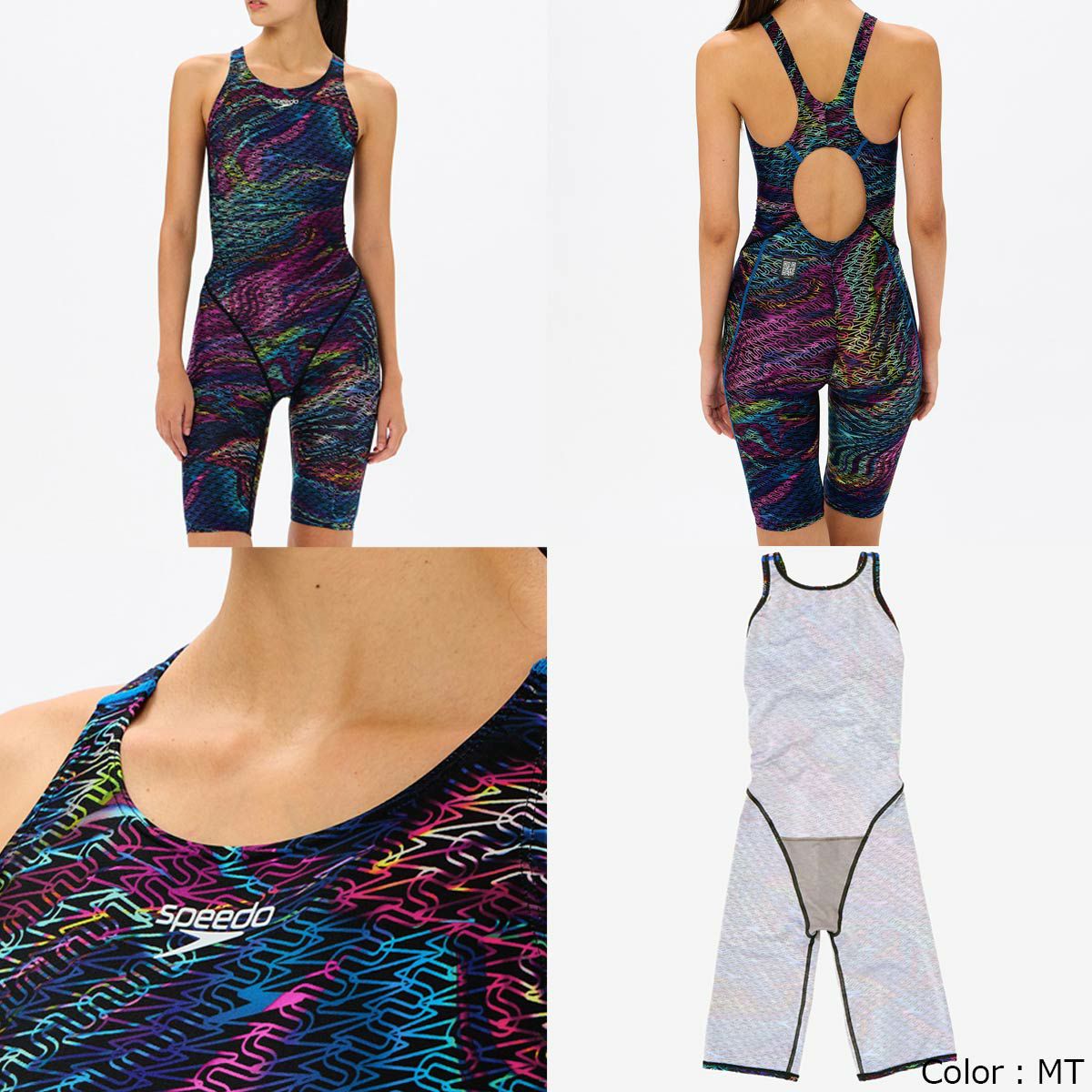 スピードSPEEDOスイム競泳水着フレックスシグマカイセミオープンバックニースキン3FLEXΣχSemiOpenbackKneeskinIIISCW12520F-BLレディース女性25S1春夏