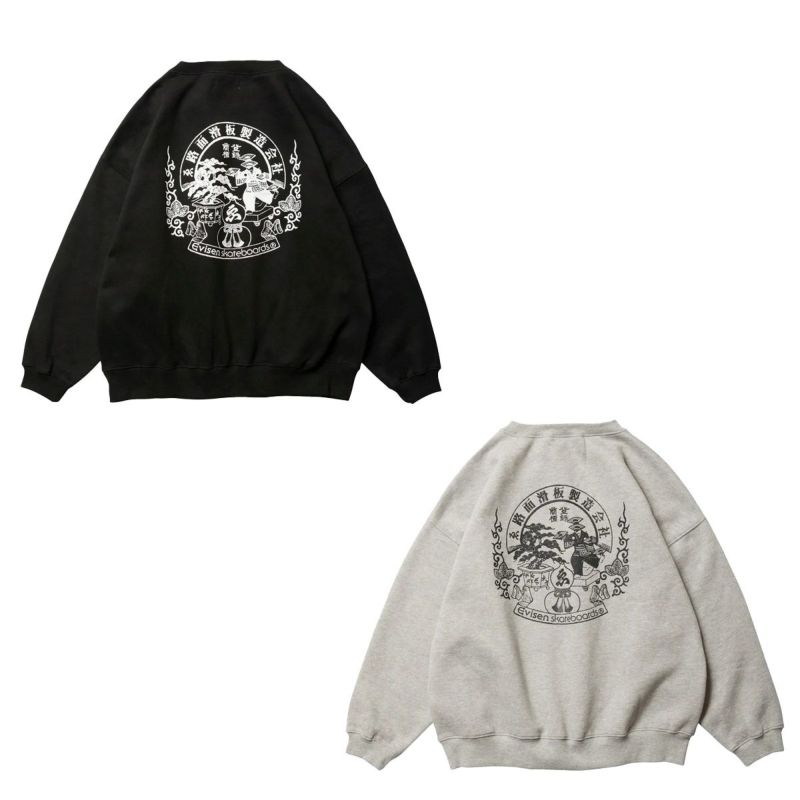 エビセンEVISENスケボースケートボードウェアスウェットトレーナーエンブレムクルースウェットEMBLEMCREWSWEAT24FW-SW06メンズ男性24FA秋冬