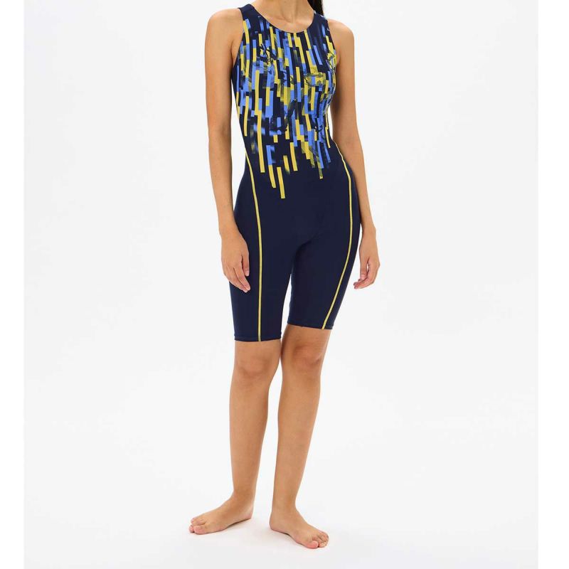 スピードSPEEDOスイムフィットネス水着ストライプスディライトルースンニースキンStripesDelightLoosenKneeskinSFW12450-YEレディース女性25S1春夏
