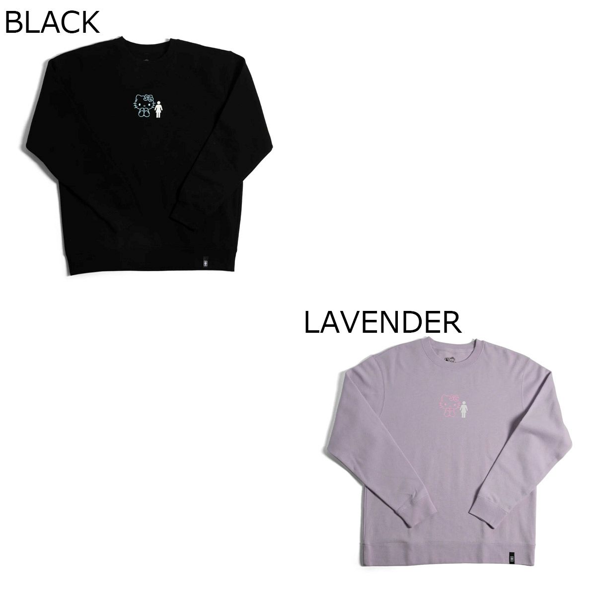 ガールGIRLスケボースケートボードウェアスウェットトレーナーハローキティPARTNERSCREWNECKGW48U12メンズレディースユニセックス25SP春夏