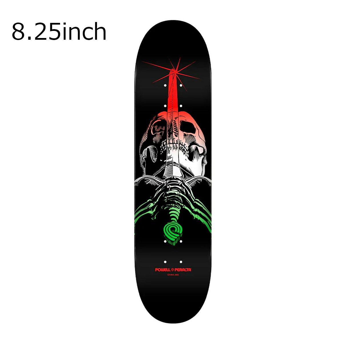 パウエルペラルタPOWELLPERALTAスケボースケートボードデッキ板SKULL&SWORDGREENFADE8.2531210875