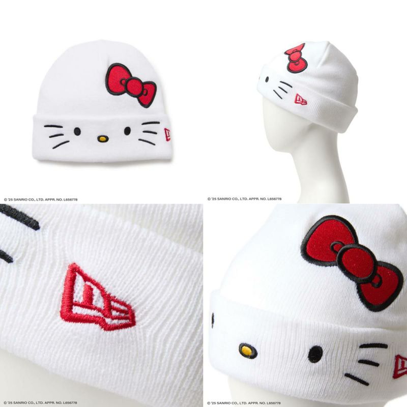 ニューエラNEWERAアウトドアカジュアル帽子ニット帽ビーニーKid'sベーシックカフニットHELLOKITTYハローキティホワイト14348588ジュニアキッズ子ども男の子女の子25SP春夏
