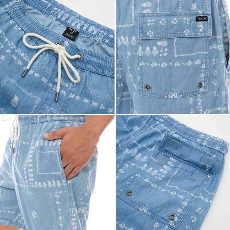 ルーカRVCAサーフィンサーフウェアボトムスショートハーフパンツ短パンESCAPEELASTICCHAMBRAY17ショートパンツBF041622メンズ男性25SP春夏
