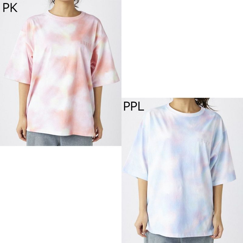 ラスティRUSTYサーフィンサーフウェア半袖TシャツニコちゃんTシャツタイダイ系925-501レディース女性25SP春夏