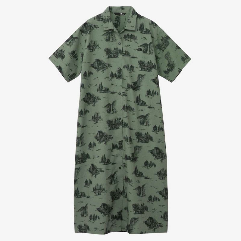 ザ・ノース・フェイスTHENORTHFACEアウトドアカジュアルウェアチュニックワンピースショートスリーブアロハベントシャツワンピースS/SALOHAVENTSHIRTONEPIECENRW22530-YNレディース女性25SS春夏