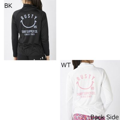 ラスティRUSTYサーフィンサーフラッシュガードUVカットスムースニコちゃん立ち襟UVラッシュガード925-461レディース女性25SP春夏