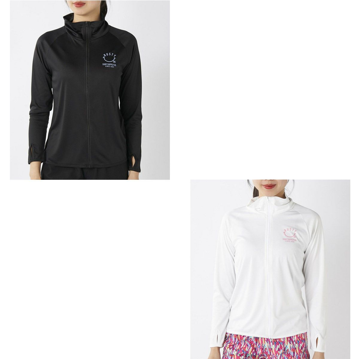 ラスティRUSTYサーフィンサーフラッシュガードUVカットスムースニコちゃん立ち襟UVラッシュガード925-461レディース女性25SP春夏