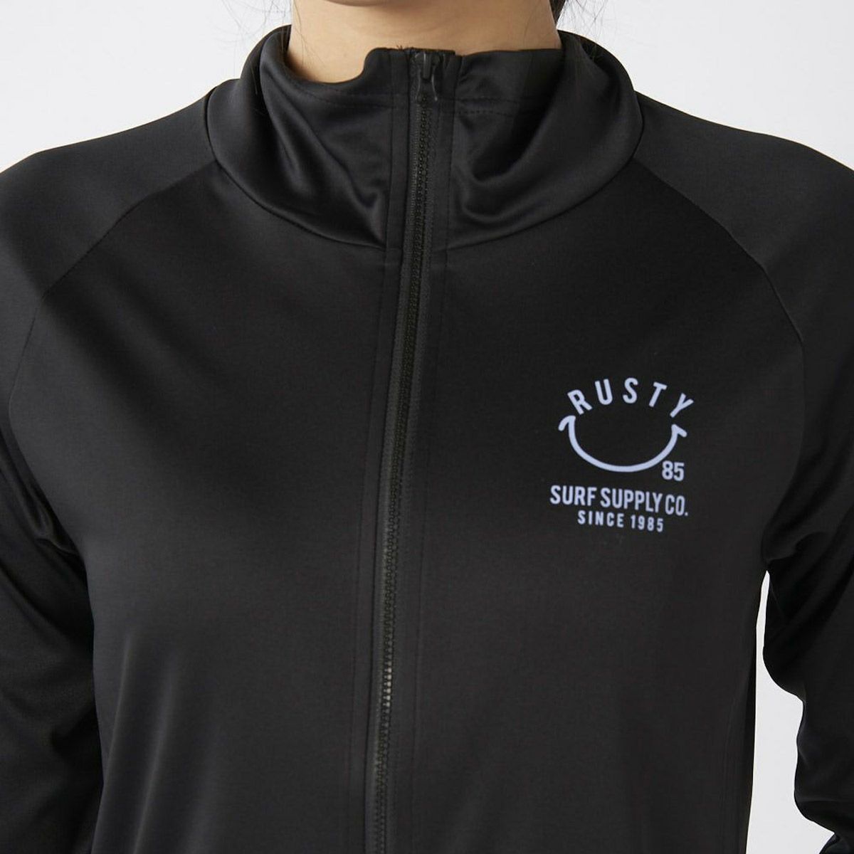 ラスティRUSTYサーフィンサーフラッシュガードUVカットスムースニコちゃん立ち襟UVラッシュガード925-461レディース女性25SP春夏