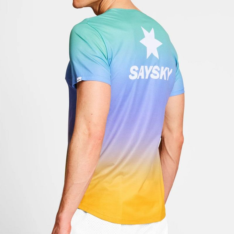 セイスカイSAYSKYランニングウェア半袖TシャツDRIPDYEFLOWT-SHIRTNMRSS60C1033メンズ男性25SP春夏