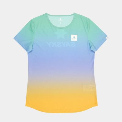 セイスカイSAYSKYランニングウェア半袖TシャツWDRIPDYEFLOWT-SHIRTNWRSS60C1033レディース女性25SP春夏