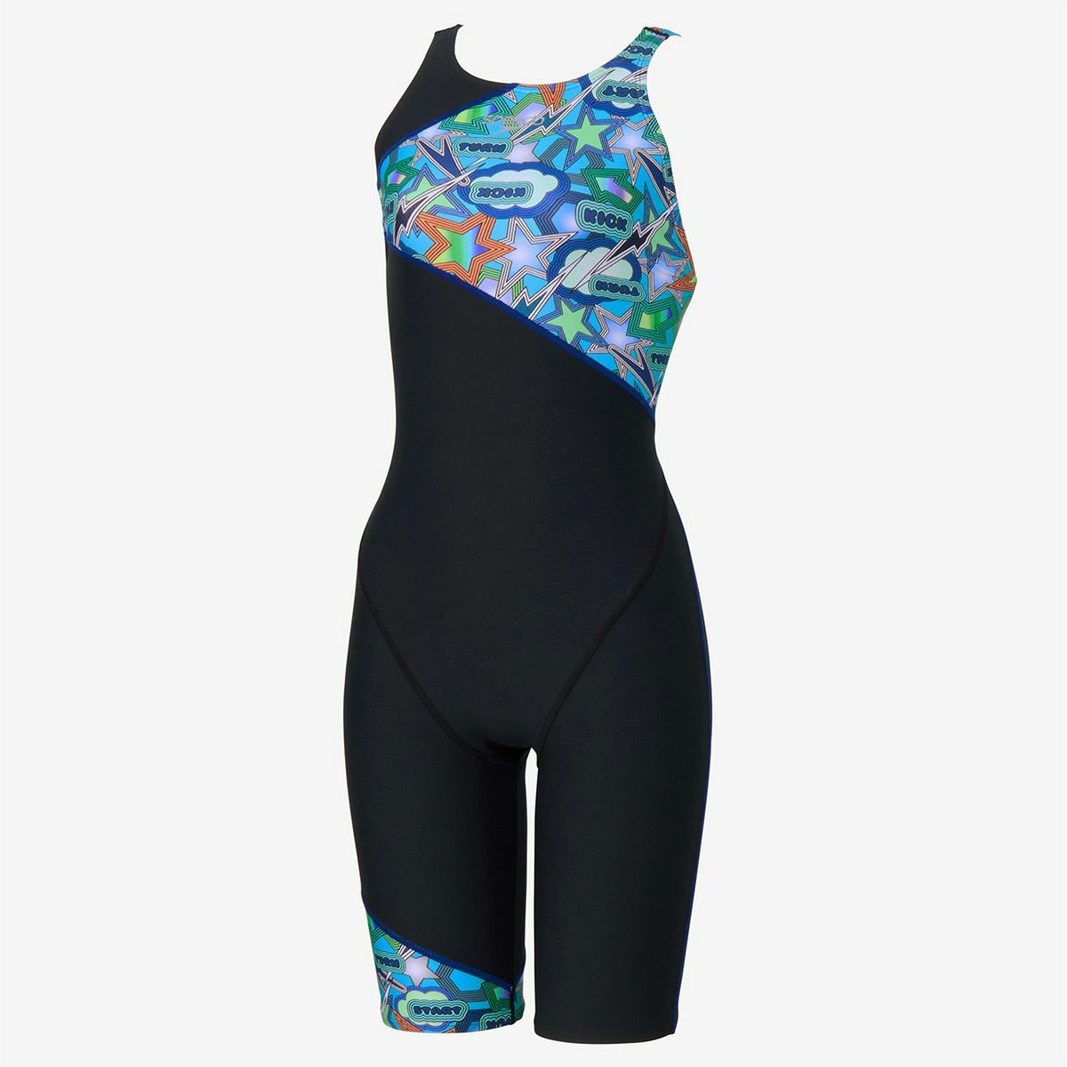 スピードSPEEDOスイムフィットネス競泳水着スパークリングブーンターンズパズルミニオープンバックニースキンSparklingBoomTurnSPuzzleM/OKneeskinSTW12557-BLレディース女性25S2秋冬