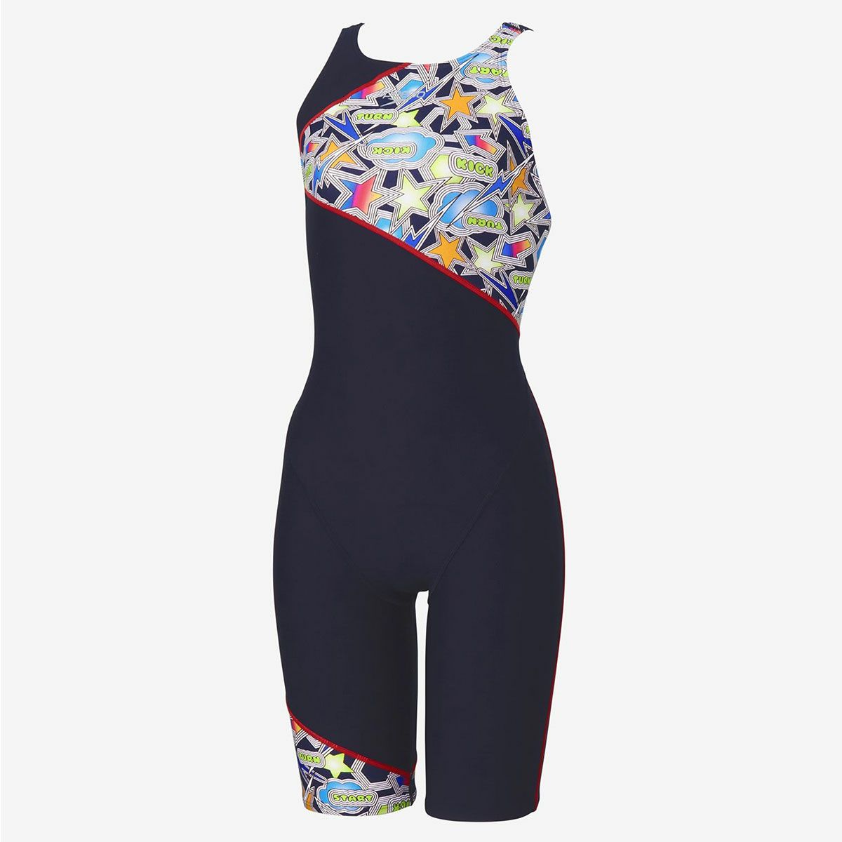 スピードSPEEDOスイムフィットネス競泳水着スパークリングブーンターンズパズルミニオープンバックニースキンSparklingBoomTurnSPuzzleM/OKneeskinSTW12557-NBレディース女性25S2秋冬