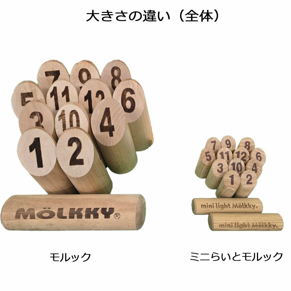 ミニらいとモルックminilightMolkky3兄妹バージョン子ども高齢者福祉施設レクリエーションアクティビティ小さい軽量投げやすい持ち運び便利オリジナルバッグ付きMINIMOLIKKY3