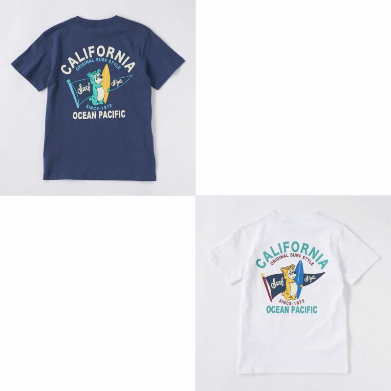 オーシャンパシフィックOCEANPACIFICサーフィンサーフウェア半袖TシャツKIDSCALIFORNIABEARビックプリントTシャツ565-500ジュニアキッズ子ども男の子女の子25SP春夏