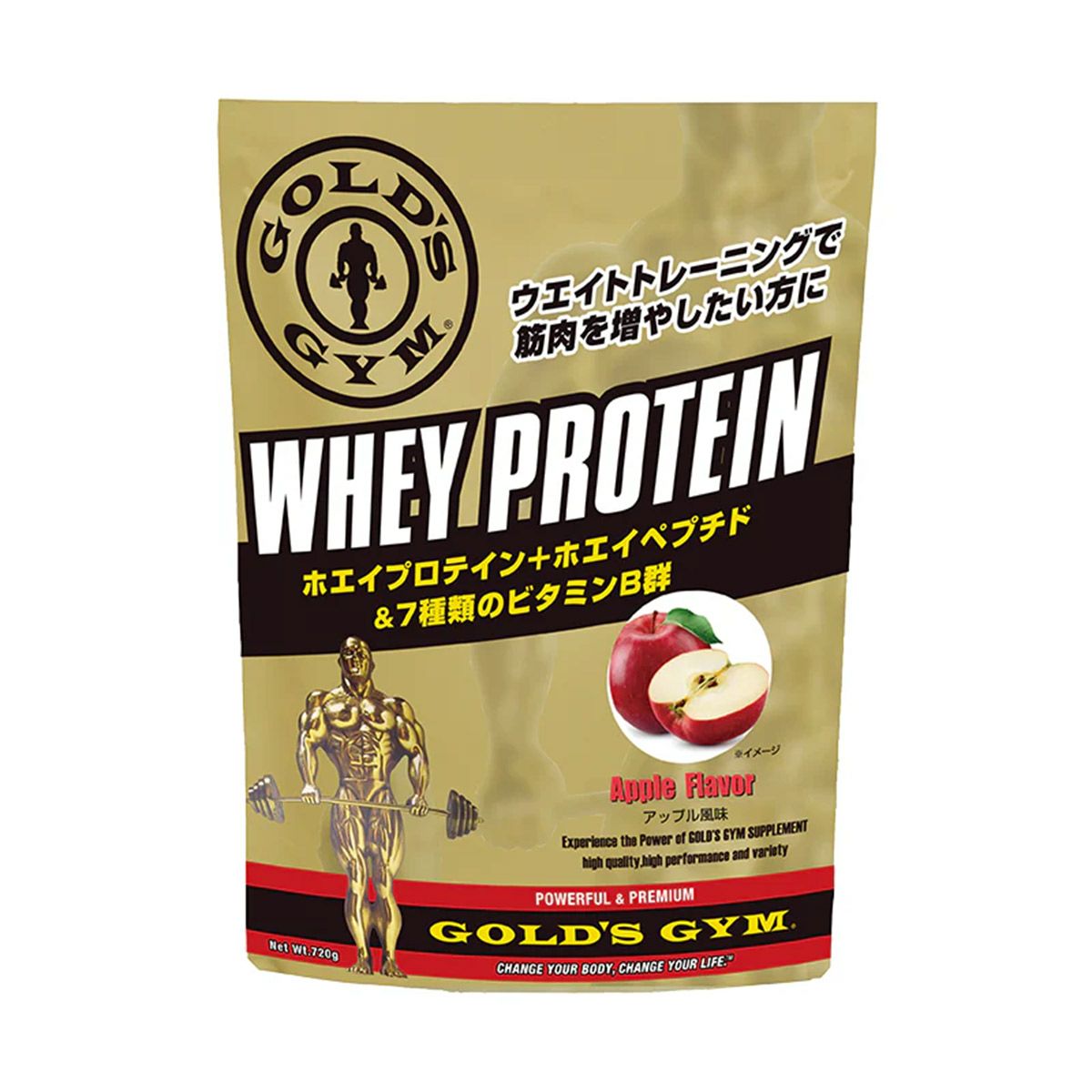 ゴールドジムGOLD'SGYMサプリメントダイエット健康プロテインホエイプロテインアップル風味720gF6872