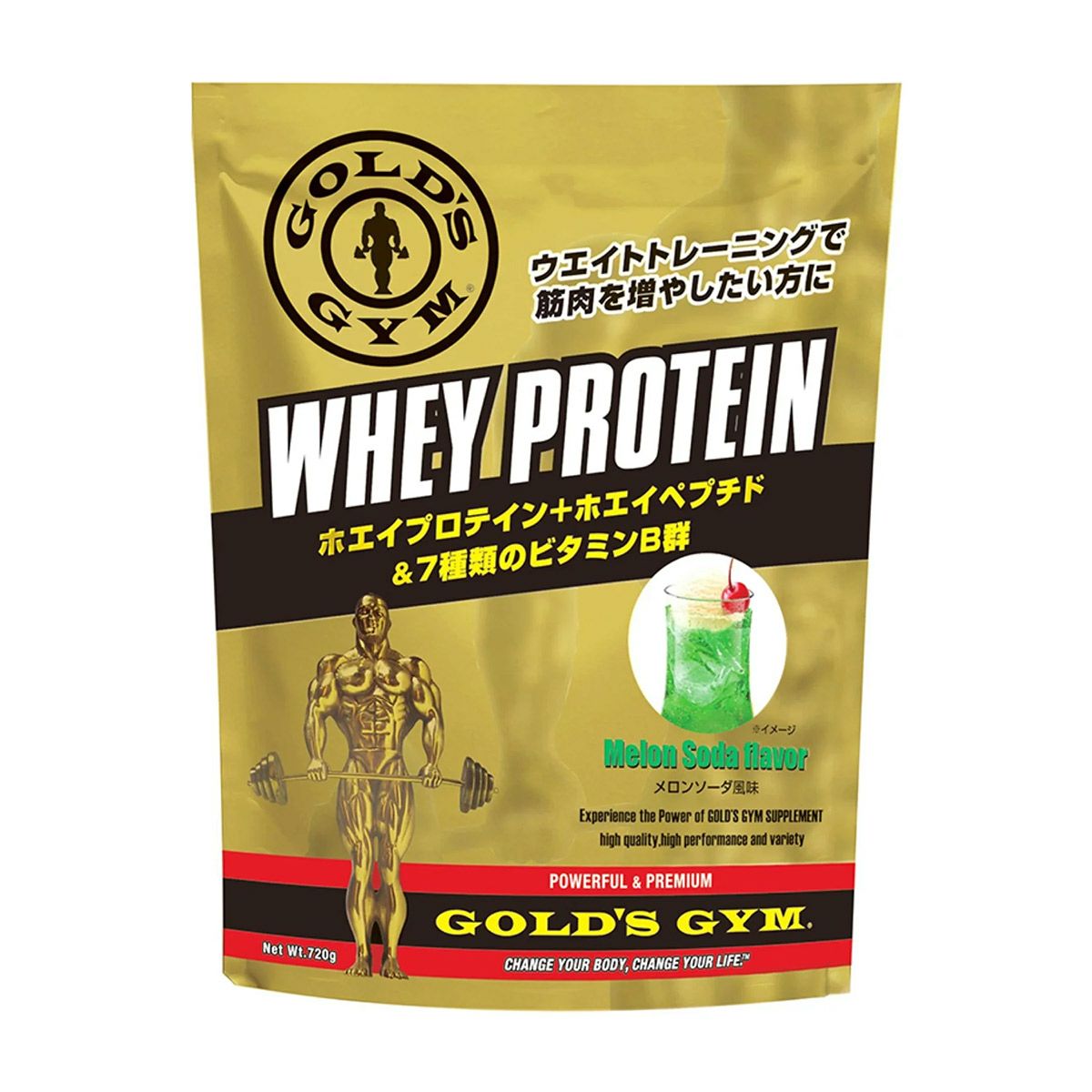 ゴールドジムGOLD'SGYMサプリメントダイエット健康プロテインホエイプロテインメロンソーダ風味720gF6472