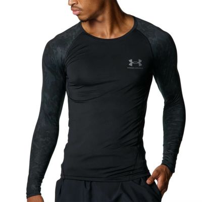 アンダーアーマーUNDERARMOURジムフィットネスヨガウェアインナーシャツアンダーシャツヒートギアコンプレッションカモロングスリーブシャツHGARMOURLSNOVELTY6007728-001メンズ男性25FA秋冬