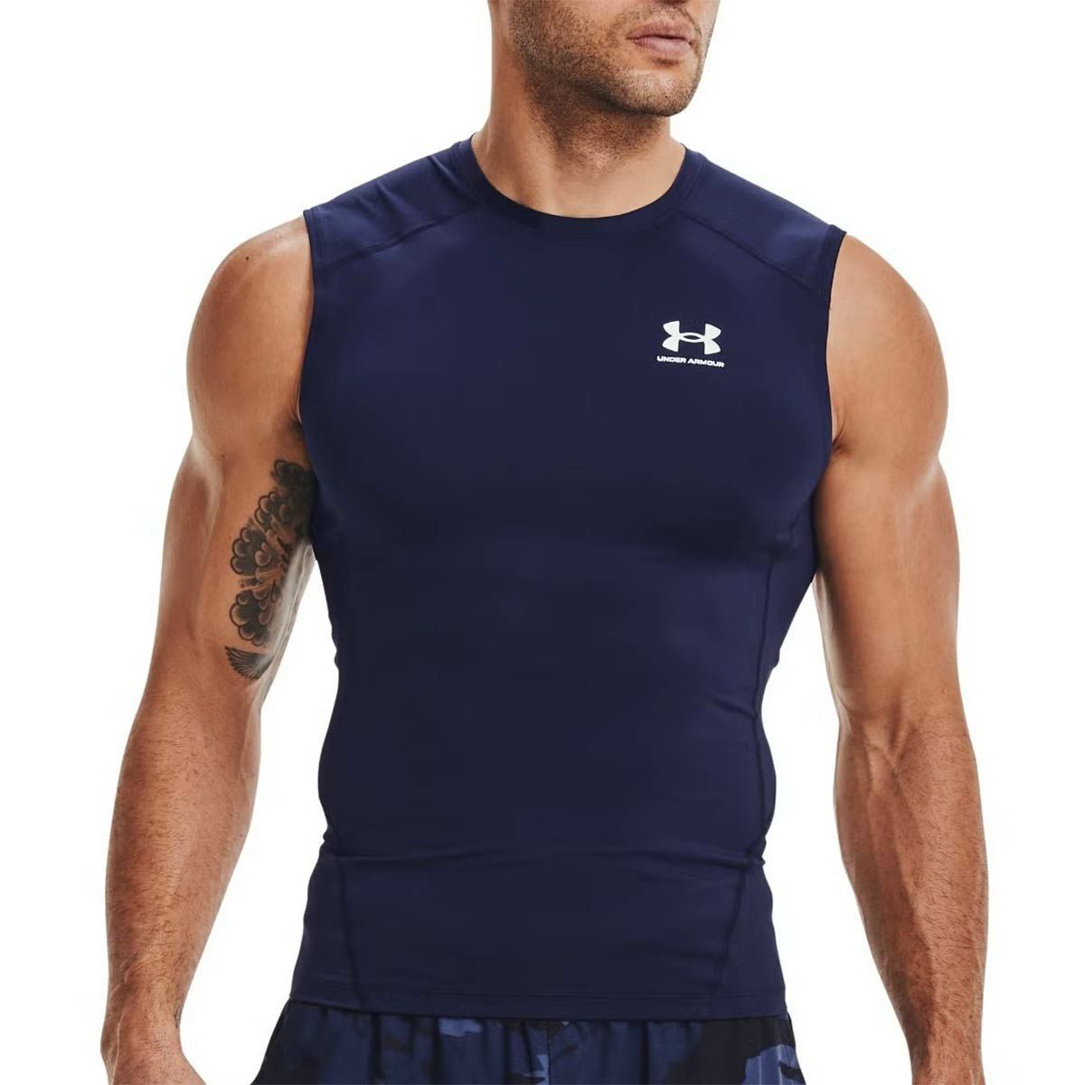 アンダーアーマーUNDERARMOURジムフィットネスヨガウェアインナーシャツアンダーシャツヒートギアアーマーコンプレッションスリーブレスシャツHGArmourCompSL1361522-410メンズ男性25FA秋冬