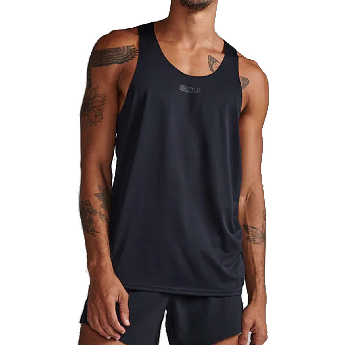 2XUツータイムズランニングウェアノースリーブタンクトップライトスピードテックシングレットLightSpeedTechSingletMR7151A-BLKBRFメンズ男性25FA秋冬