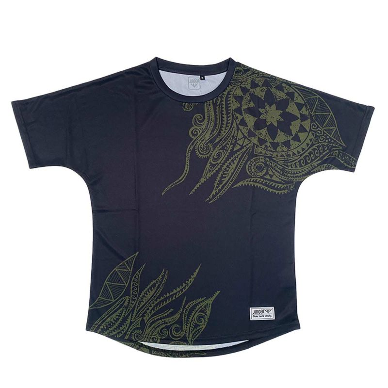 ジンガーJINGERランニングウェア半袖TシャツルーズフィットドルマンJ-1047-BLKメンズレディースユニセックス25FA秋冬