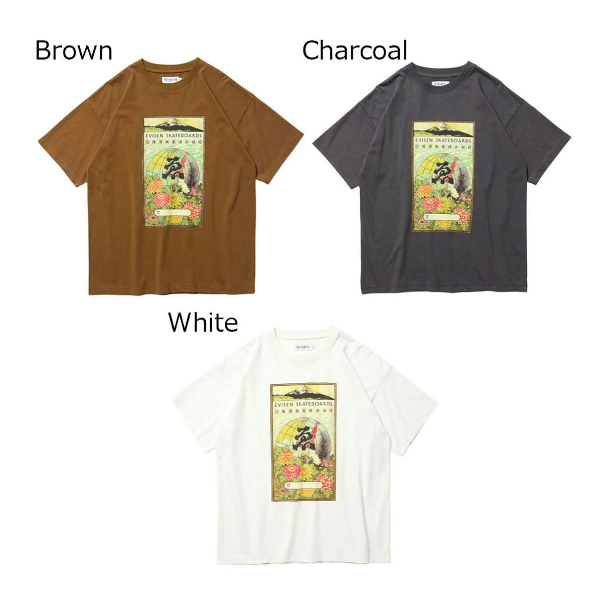 エビセンEVISENスケボースケートボードウェア半袖TシャツグローブラベルティーGLOBELABELTEE25FW-T07メンズレディースユニセックス25FA秋冬