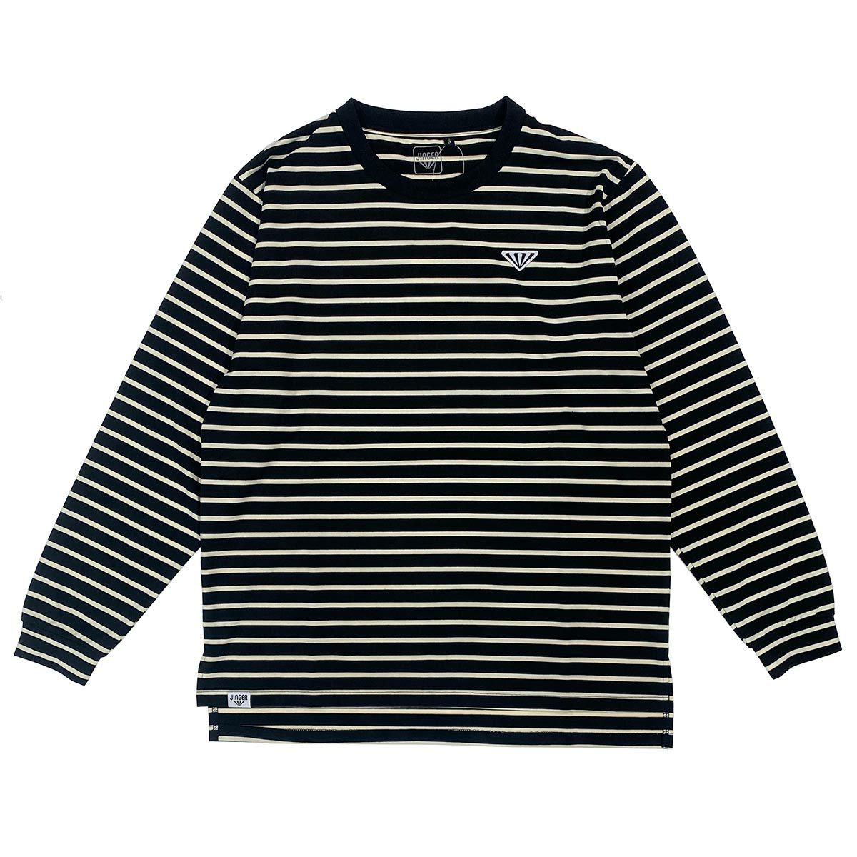 ジンガーJINGERランニングウェア長袖TシャツロンTランニングボーダーロングTシャツJ-5010-BLKWHTメンズレディースユニセックス25FA秋冬