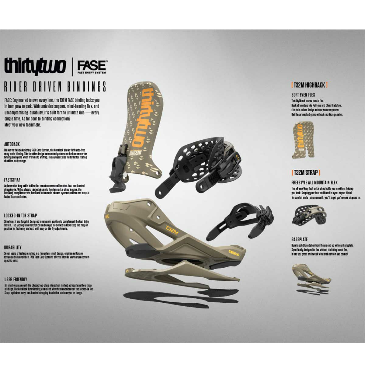 サーティーツーTHIRTYTWO32スノボースノボスノーボードバインディングビンディングT32MFASEFAVAT26BNUFAAGYメンズ男性25-26