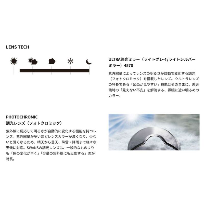 スワンズSWANSスノボースノボスノーボードゴーグルULTRA調光ミラーモデルRACANMDH-CU-LGRA-MDH-CU-LGメンズレディースユニセックス25-26