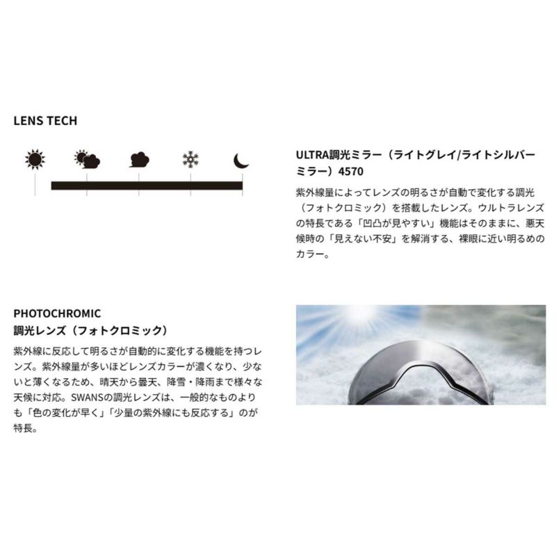 スワンズSWANSスノボースノボスノーボードゴーグルULTRA調光ミラーモデルRIDGELINEMDH-CU-LGRL-MDH-CU-LGメンズレディースユニセックス25-26