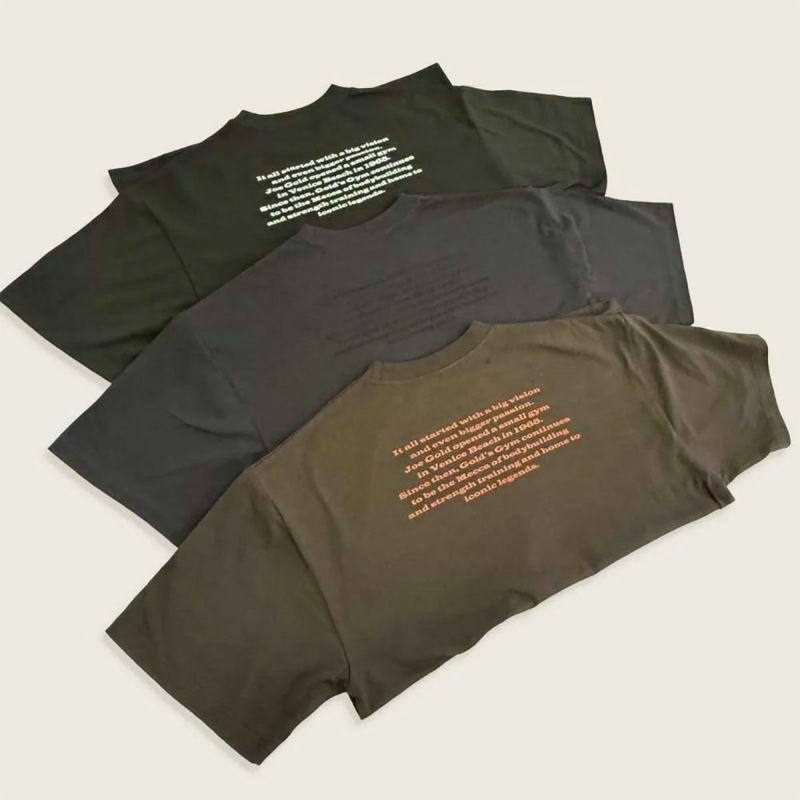 ゴールドジムGOLD'SGYMジムフィットネスヨガウェア半袖TシャツヒストリーバックプリントTシャツG2270Hメンズレディースユニセックス25FA秋冬