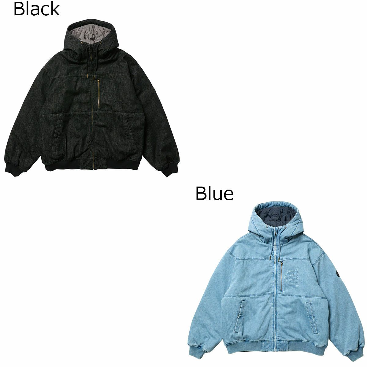 エビセンEVISENスケボースケートボードウェアアウタージャケットEYEFIREDENIMPUFFJACKET25FW-JK07メンズ男性25FA秋冬