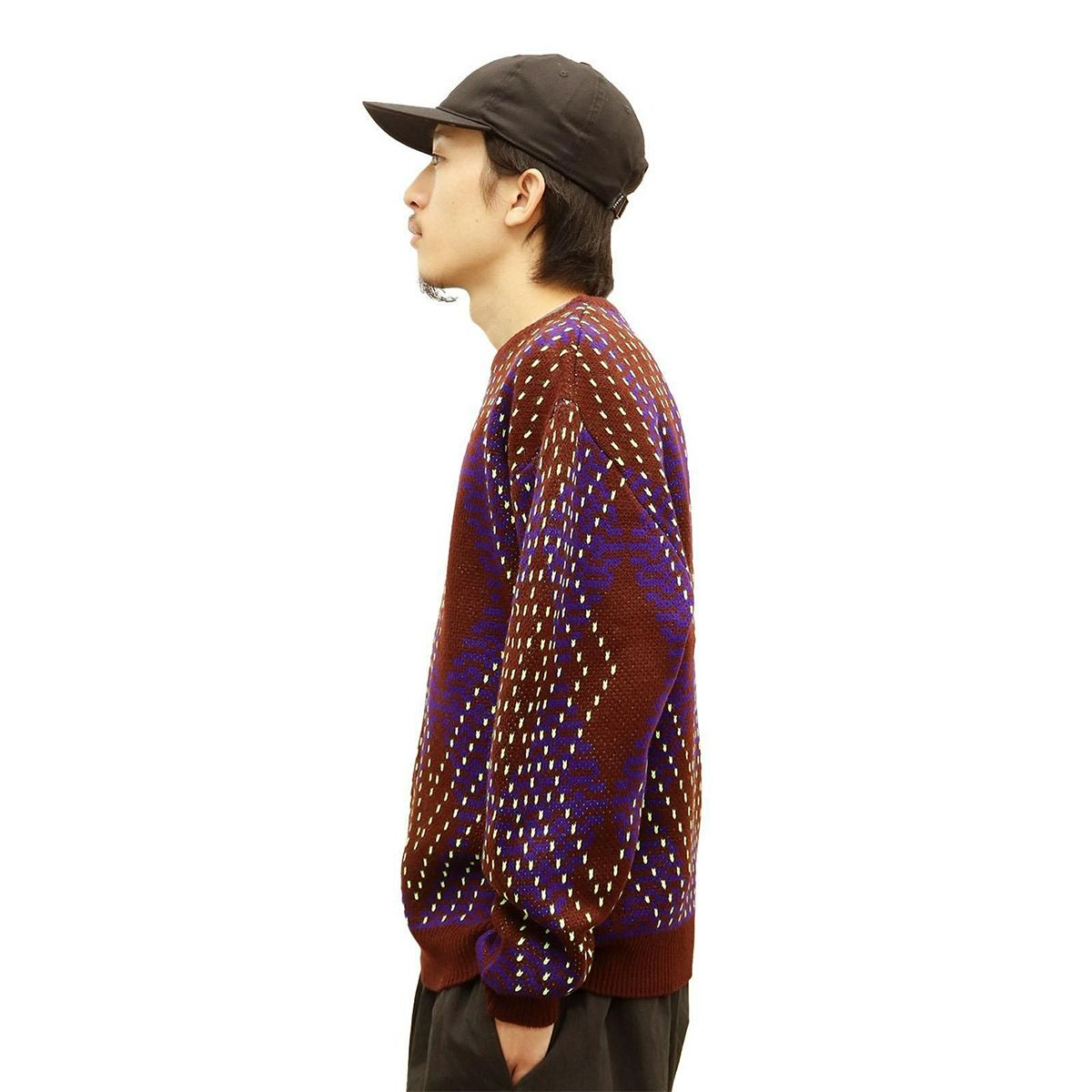 ウィムジーWHIMSYスケボースケートボードウェアニットセータービッグアーガイルセーターBigArgyleSweter12231U130291メンズレディースユニセックス25FA秋冬