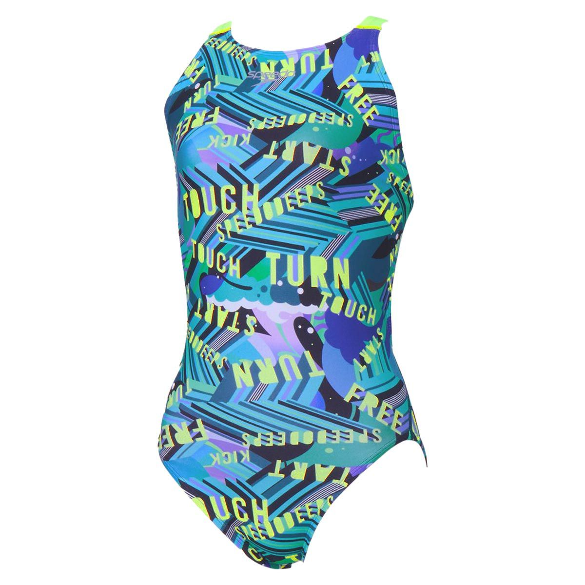 スピードSPEEDOスイムフィットネス競泳水着ワーディングストライプスターンズワイドストラップスーツSTW02606-AQレディース女性26S1